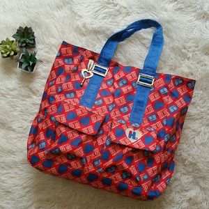 Harajuku Lovers Red/Blue hearts tote EUC!!